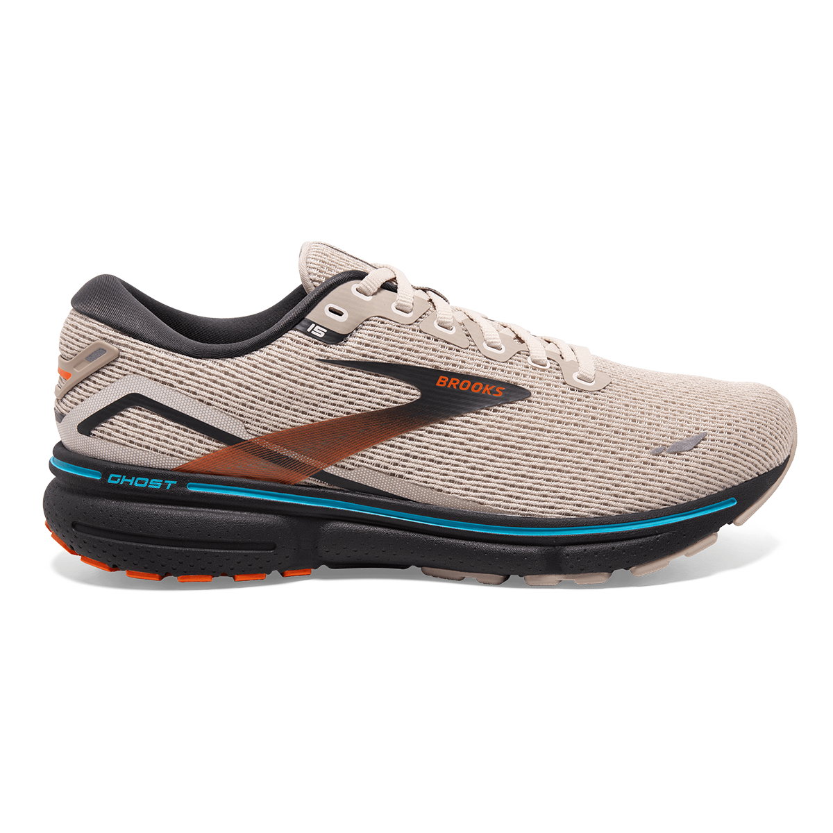 Brooks Ghost 15 - White Sand - Red Orange - Blue