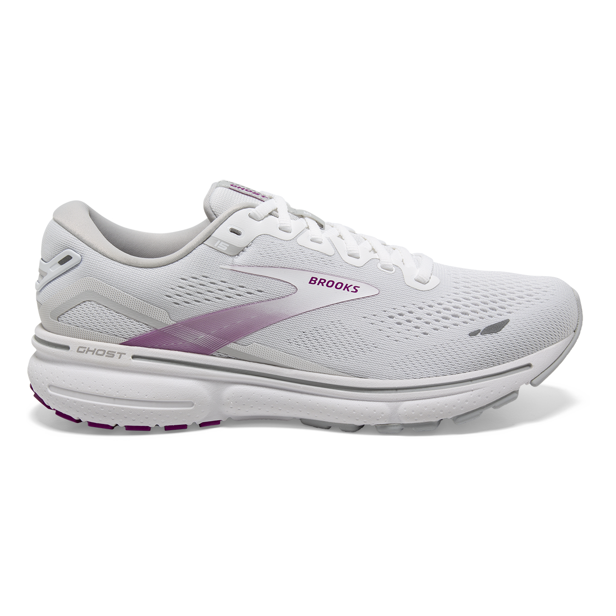 Brooks Ghost 15 - White - Oyster - Viola