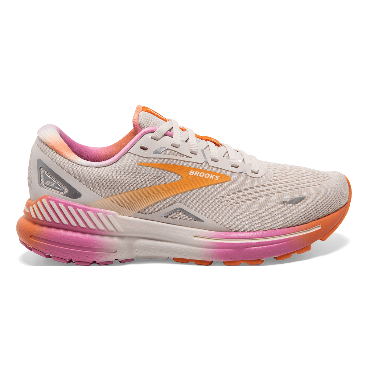 Brooks Adrenaline GTS 23 - White Sand - Sunset - Fuchsia – Fit2Run