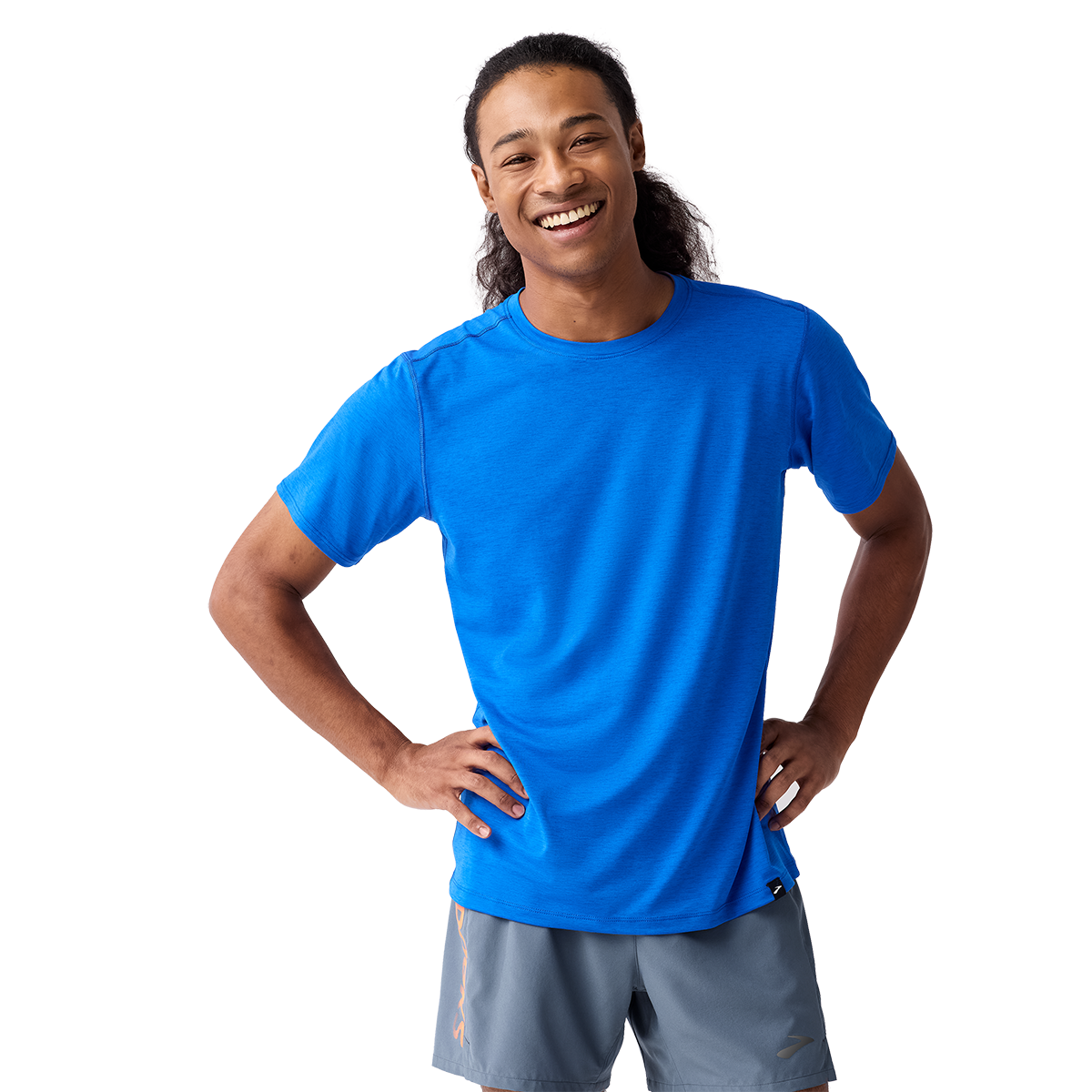 Brooks Luxe Short Sleeve Heather Blue Heather Blue Mens