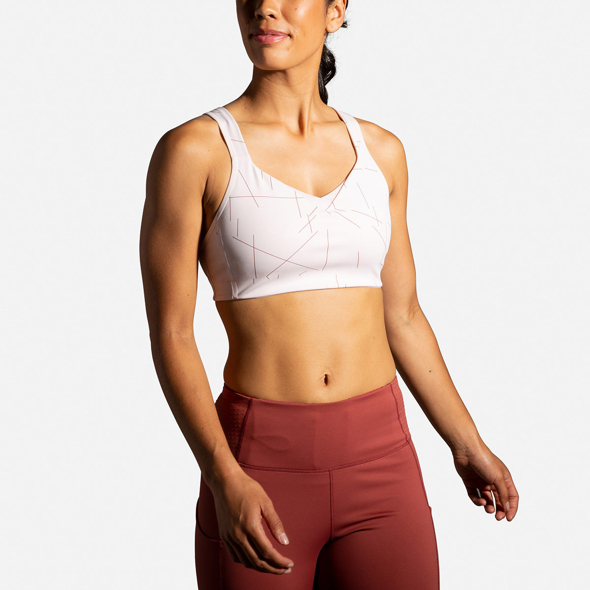 Brooks Drive Convertible Run Bra - Rosewater Geo Print