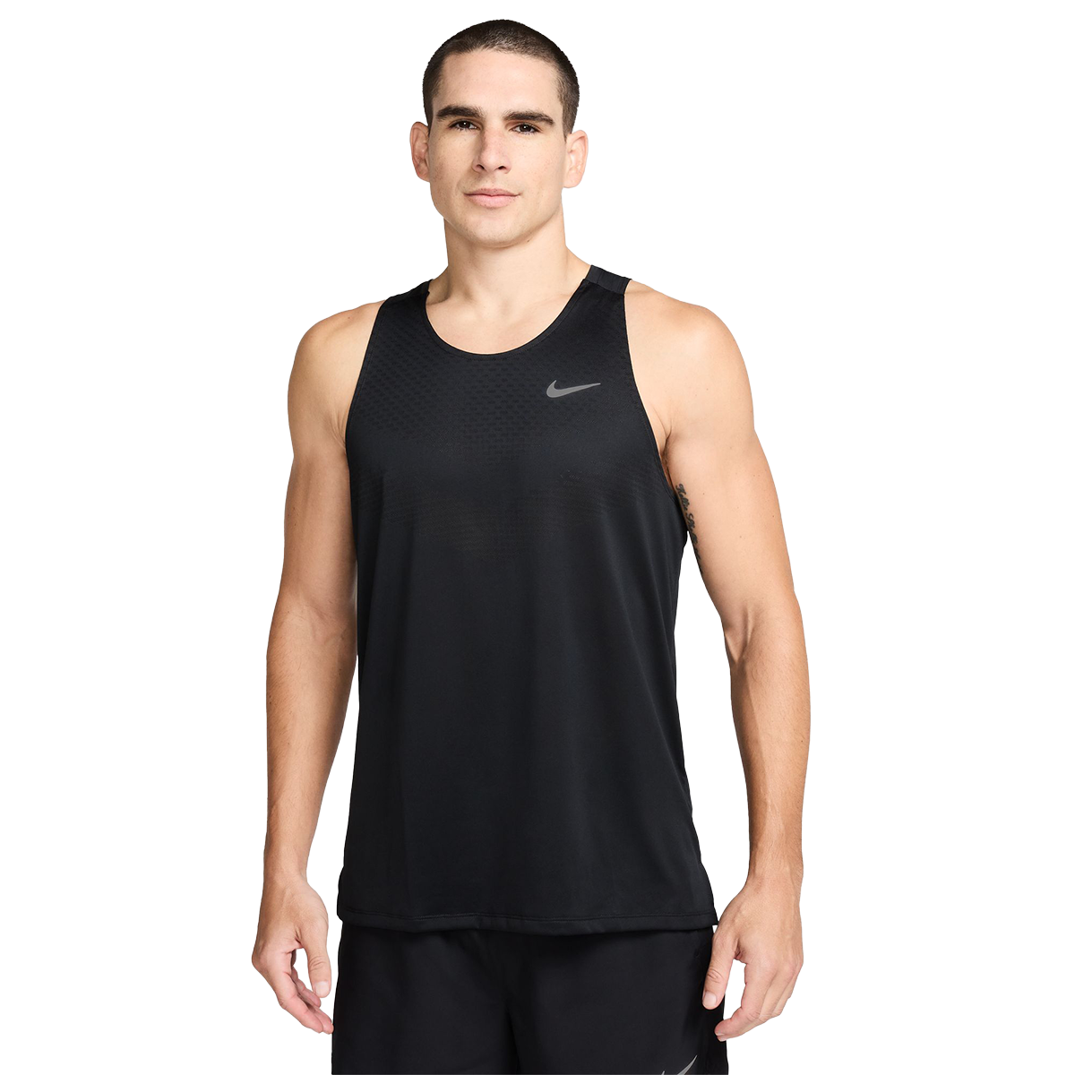 Nike Dri FIT Stride Tank Black Grey Mens
