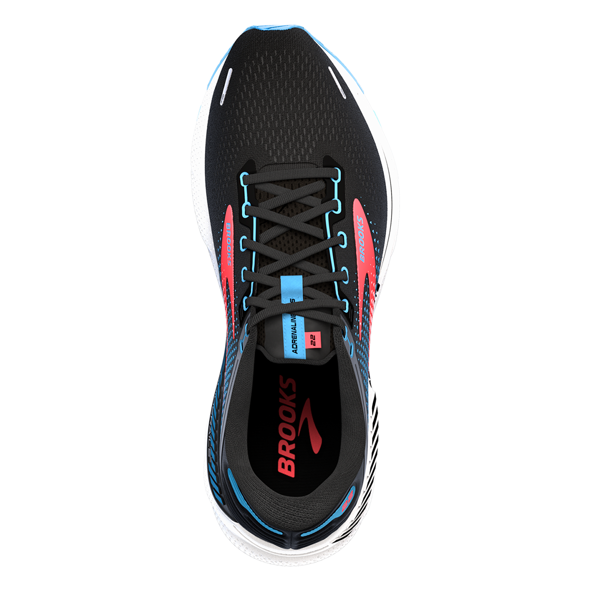 Brooks Adrenaline GTS 22 - Black - Lake Blue - Coral