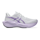 ASICS Novablast 6 women's running shoe in White/Murasaki, lateral view