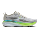 Brooks Adrenaline GTS 25 stability running shoe in Oyster/Green Gecko/Blue, lateral view