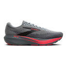 Brooks Ghost Amp men's running shoe in Primer Grey/Fiery Coral/Ebony, lateral view