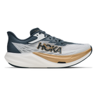 HOKA Rocket X 3 unisex racing shoe in Frost/Faded Navy, lateral view