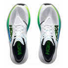 HOKA Rocket X 3 unisex racing shoes in Frost/Electric Lime, top view