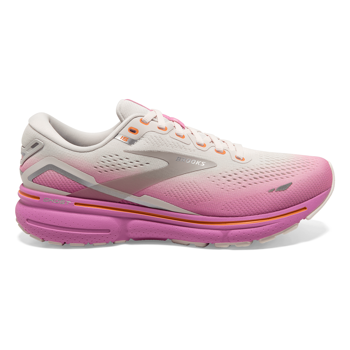Brooks Ghost 15 - Grey - Coconut - Fuchsia