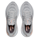 Brooks Adrenaline GTS 25 women's stability running shoes in Grey/Blackened Pearl/Coral, top view