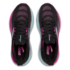 Brooks Adrenaline GTS 25 women's stability running shoes in Black/Cyber Pink/Iced Aqua, top view