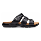 Clarks Kitly Slide women's sandals in Black Leather, lateral view