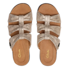 Clarks Kitly Slide women's sandals in Metallic Leather, top view