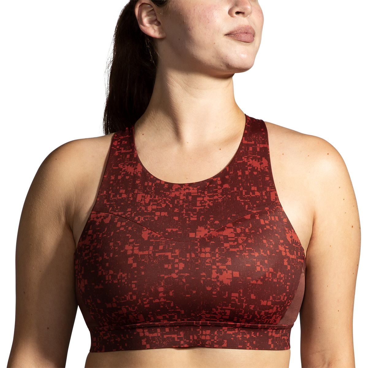 Brooks Drive 3 Pocket Run Bra - RR Glitch Print - Copper