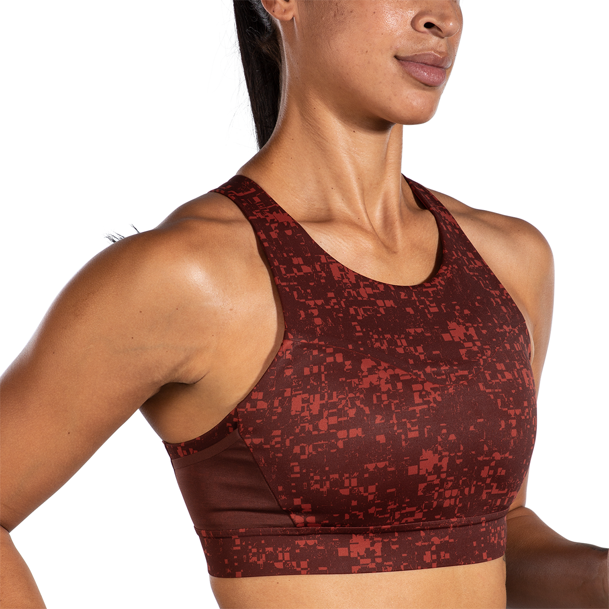 Brooks Drive 3 Pocket Run Bra - RR Glitch Print - Copper