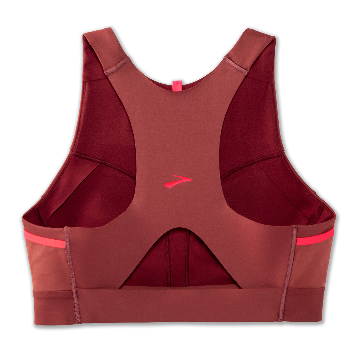 Brooks Drive 3 Pocket Run Bra - Terracotta - Fluoro Pink