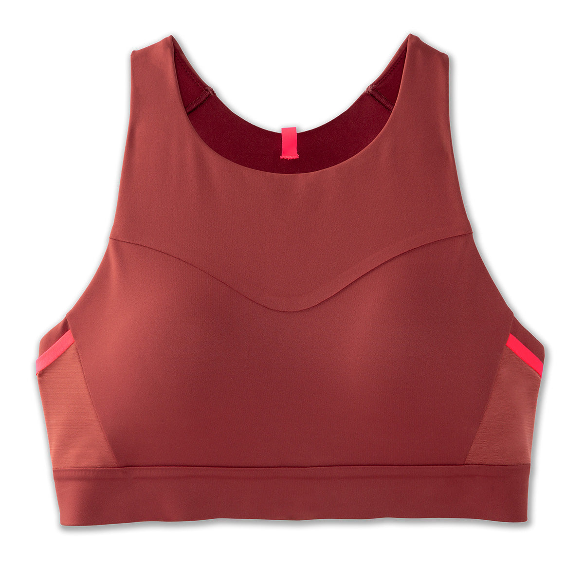 Brooks Drive 3 Pocket Run Bra - Terracotta - Fluoro Pink