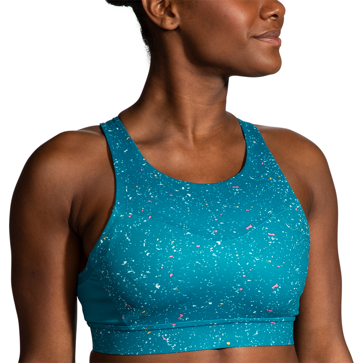 Brooks Drive 3 Pocket Run Bra - Lagoon Speckle Print