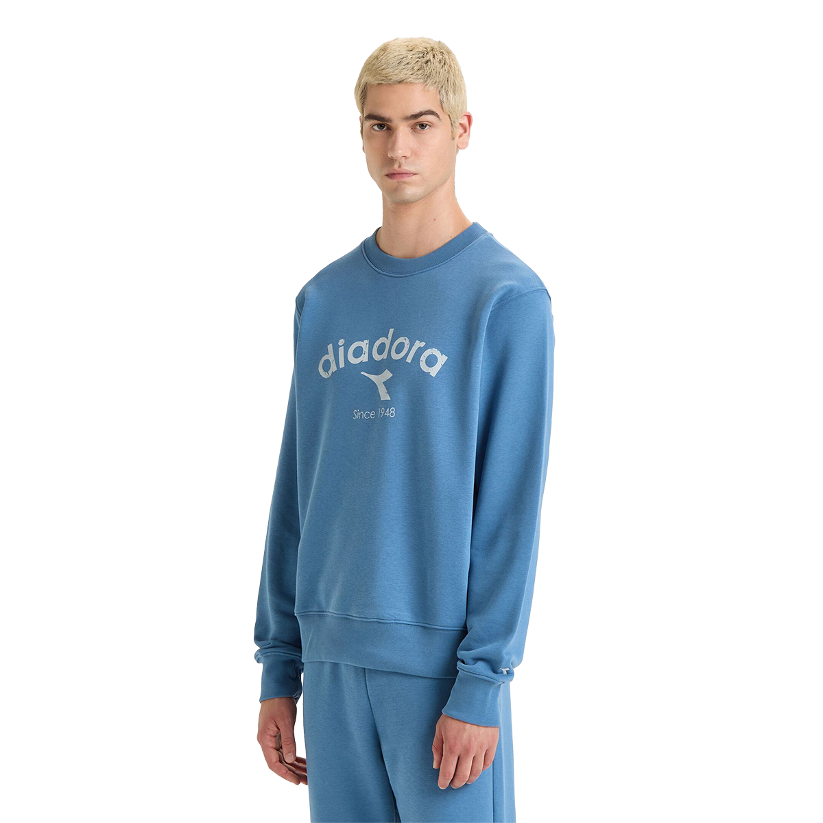Diadora Crew Felpa Uomo Cotone Morbido – Logo 5 Palle, Colori Classici
