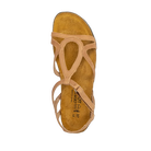 Naot Dorith women's sandal in Latte Brown Leather, top view