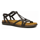 Naot Dorith women's sandal in Black Raven Leather, angled view