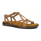 Naot Dorith women's sandal in Latte Brown Leather, three-quarter lateral view