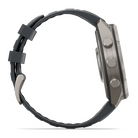 Garmin Fenix 9 Pro sportwatch in Titanium with Graphite/Black band, side view