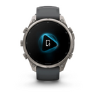 Garmin fēnix 9 Pro smartwatch in Titanium with Graphite/Black band, voice feature display