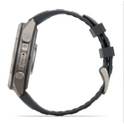 Garmin fēnix 9 Pro smartwatch in Titanium with Graphite/Black band, side view