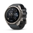 Garmin fēnix 9 Pro smartwatch in Titanium with Graphite/Black band, angled front view