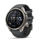 Garmin Fenix 9 Pro - Solar smartwatch in Titanium with Graphite/Black band, front angled view
