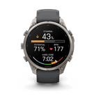 Garmin Fenix 9 Pro - Solar smartwatch, front view showing stamina and heart rate metrics