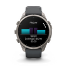 Garmin Fenix 9 Pro - Solar smartwatch, front view showing sprint workout