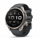 Garmin fēnix 9 Pro smartwatch in Titanium with Graphite/Black band, angled front view