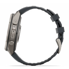 Garmin fēnix 9 Pro smartwatch in Titanium with Graphite/Black band, side profile
