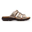 Clarks Kitly Slide women's sandals in Metallic Leather, lateral view