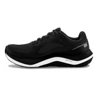 Topo Ultrafly 6 women's cushioned stability shoe in Black/White, medial view
