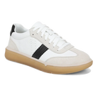 Vionic City Walk women's walking sneaker in White Black Leather, three-quarter view