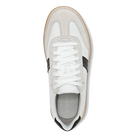 Vionic City Walk women's walking sneaker in White Black Leather, top view