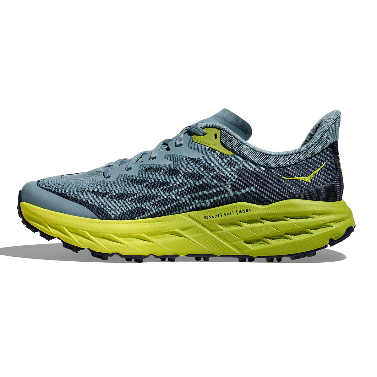 Hoka Speedgoat 5 - Stone Blue - Dark Citron