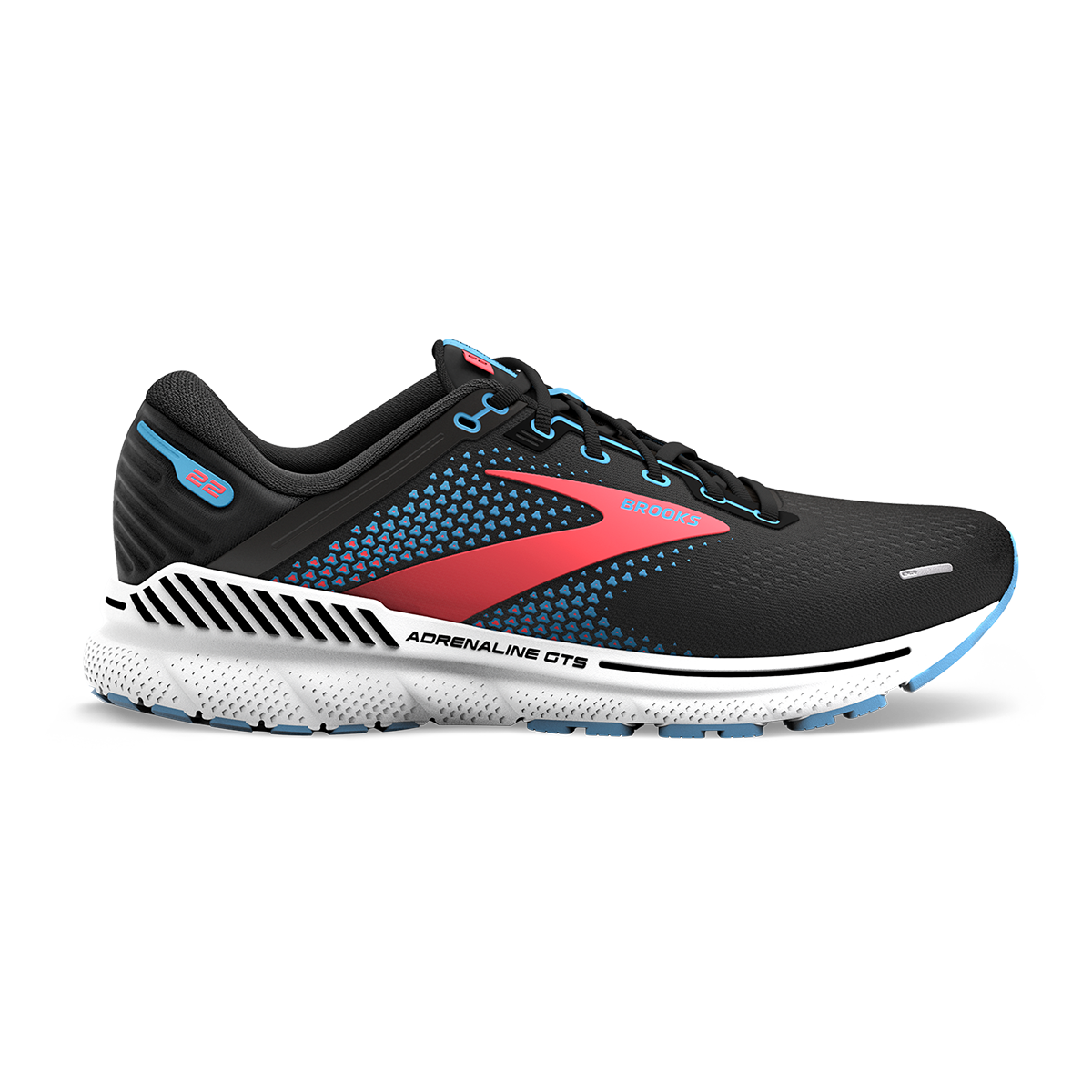 Brooks Adrenaline GTS 22 - Black - Lake Blue - Coral